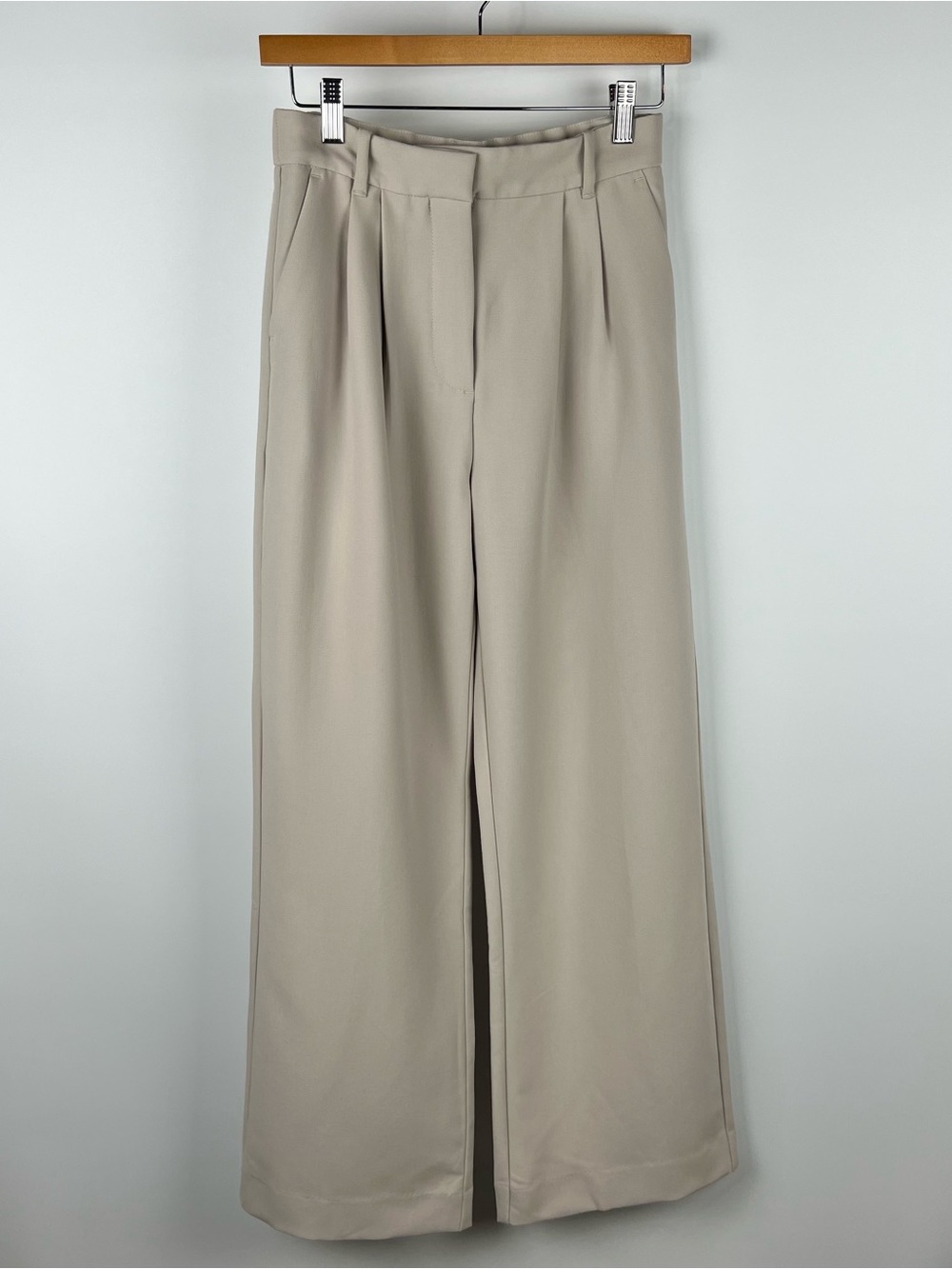 Abercrombie & Fitch Sloane Tailored Wide Leg Dress Pants Beige Cream Size 2 - Picture 4 of 9